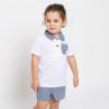 Picture of Foque Boys Gingham Shorts & Polo Top Set - White Navy Blue