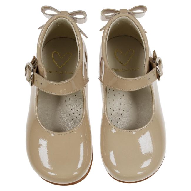 Picture of Panache Baby Girls High Back Bow Shoe - Arena Beige Patent 