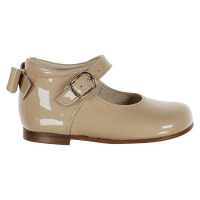 Picture of Panache Baby Girls High Back Bow Shoe - Arena Beige Patent 