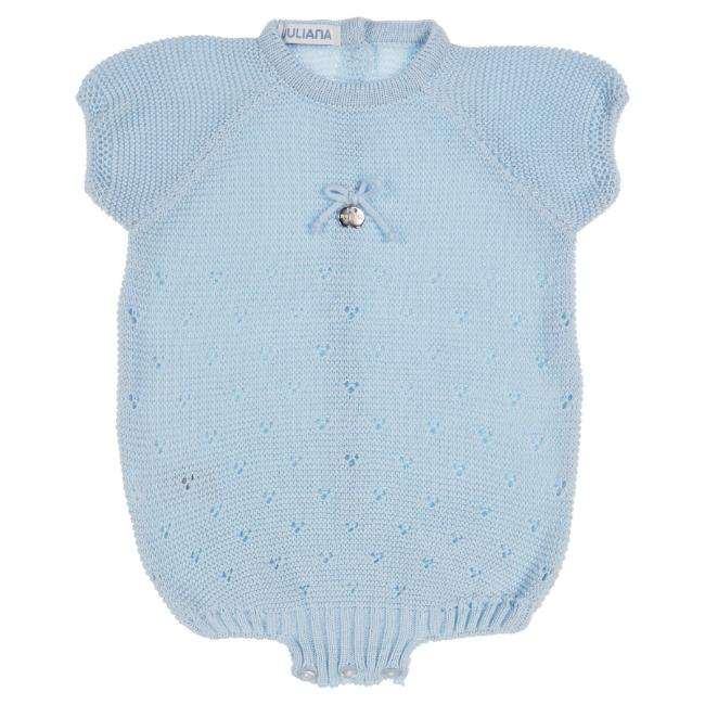 Picture of Juliana Baby Summer Knit Short Sleeve Romper - Pale Blue