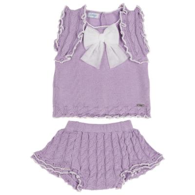 Picture of Rahigo Girls Summer Knit Cable Skirted Jam Pants Set X 2 - Lilac White
