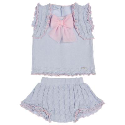 Picture of Rahigo Girls Summer Knit Cable Skirted Jam Pants Set X 2 - Baby Blue Pink