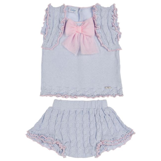 Picture of Rahigo Girls Summer Knit Cable Skirted Jam Pants Set X 2 - Baby Blue Pink