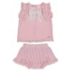 Picture of Rahigo Girls Summer Knit Cable Skirted Jam Pants Set X 2 - Baby Pink White