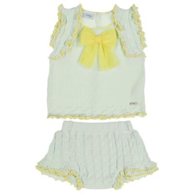 Picture of Rahigo Girls Summer Knit Cable Skirted Jam Pants Set X 2 - Mint Green Lemon