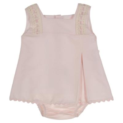 Picture of Lor Miral Baby Girls Traditional Jacquard Dress & Panties Set - Pale Pink