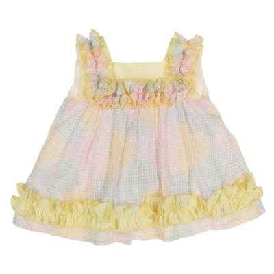 Picture of Lor Miral Baby Girls Summer Plumetti Dress & Panties Set - Lemon Pink 