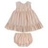 Picture of Lor Miral Baby Girls Summer Stripe Dress & Panties Set - Pink Beige
