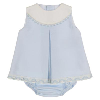 Picture of Lor Miral Baby Girls Traditional Sleeveless Dress & Panties Set - Pale Blue 