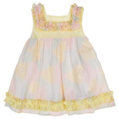 Picture of Lor Miral Girls Summer Plumetti Dress - Lemon Pink