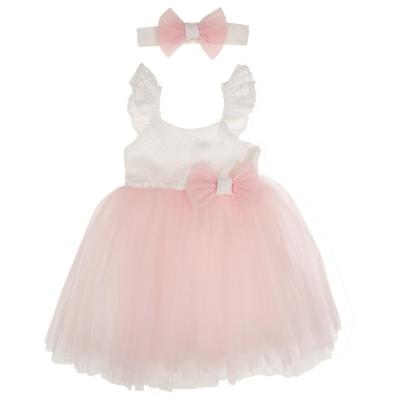 Picture of Ebita Baby Girls Summer Tulle Ruffle Lace Dress & Headband Set X 2 - Pink