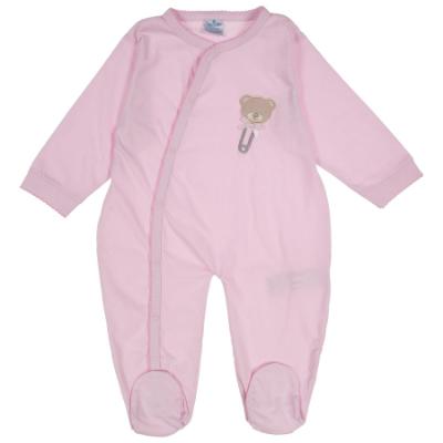 Picture of Sardon Baby Collection Girls Jersey Sleepsuit With Teddy - Baby Pink