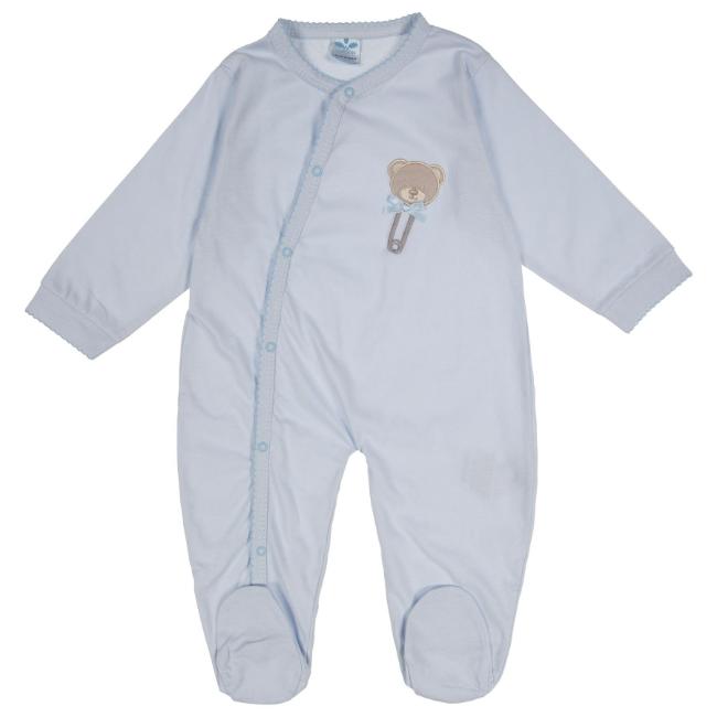 Picture of Sardon Baby Collection Boys Jersey Sleepsuit With Teddy - Baby Blue