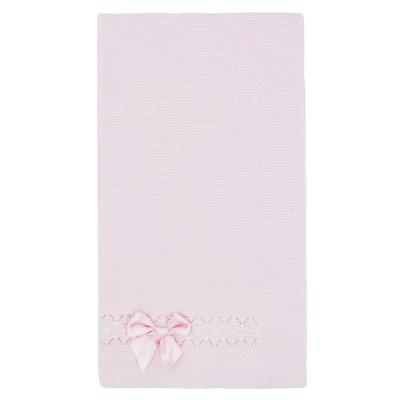 Picture of Blues Baby Girls Knitted Cotton Shawl With Satin Bow - Baby Pink 