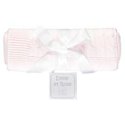 Picture of Emile Et Rose Girls Gillian Cable Knit Blanket - Pink