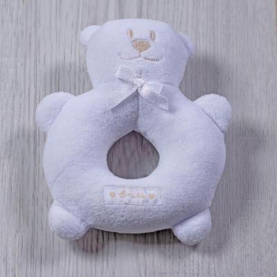 Picture of Emile Et Rose Unisex Velour Teddy Ring Rattle - White