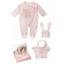 Picture of Sofija Bunny Front Opening Babygrow Bib & Hat Set X 3 - Pink