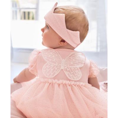 Picture of Mayoral Newborn Girls Butterfly Tulle Romper & Crown Set - Ivory
