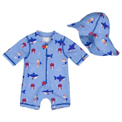Picture of Mayoral Newborn Boys Ocean Sunsuit & Hat Set - Blue