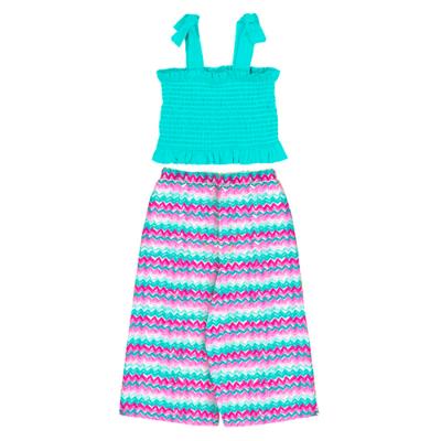 Picture of Mayoral Mini Girls Chevron Trouser Set - Turquoise