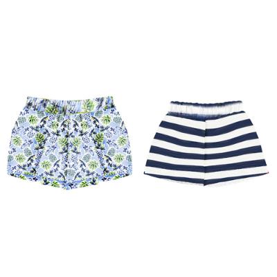 Picture of Mayoral Mini Girls 2 Pack Pineapple Jersey Shorts - Navy
