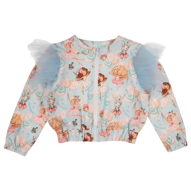 Picture of Daga Girls Swan Lake Print Jacket - Blue Pink 