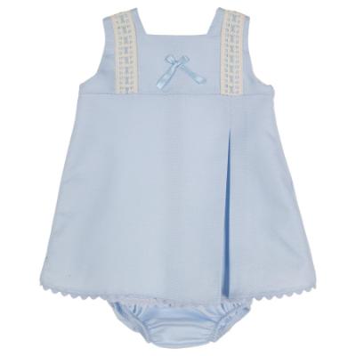 Picture of Lor Miral Baby Girls Traditional Jacquard Dress & Panties Set - Pale Blue 