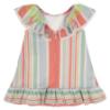 Picture of Foque Girls Angel Sleeve Stripe Ruffle Dress - Coral Multi