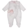 Picture of Sofija Kitten With Bow Front Fastening Babygrow - White Pink 