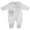 Picture of Sofija Kitten With Bow Front Fastening Babygrow - White Blue