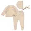 Picture of Rigola Baby Girls Organic Cotton Knit Set X 3 With Bonnet - Pearl Beige
