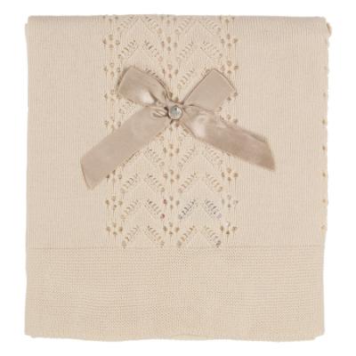 Picture of Rigola Baby Openwork Knit Organic Cotton Baby Shawl - Pearl Beige