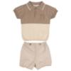 Picture of Rigola Baby Boys Organic Cotton Polo Top & Shorts Set x 2 - Pearl Beige