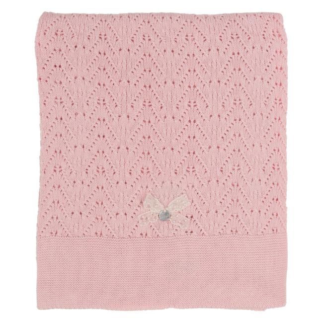 Picture of Rigola Baby Openwork Knit Organic Cotton Baby Shawl - Marshmallow Pink