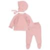 Picture of Rigola Baby Girls Organic Cotton Knit Set X 3 With Bonnet - Marshmallow Pink
