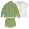 Picture of Rahigo Boys Summer Knit Shorts Shirt & Cardigan Set X 3 - Green Cream