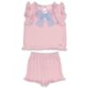 Picture of Rahigo Girls Summer Knit Cable Top & Shorts Set X 2 - Baby Pink Blue