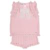 Picture of Rahigo Girls Summer Knit Cable Top & Shorts Set X 2 - Baby Pink White