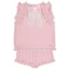 Picture of Rahigo Girls Summer Knit Cable Top & Shorts Set X 2 - Baby Pink White