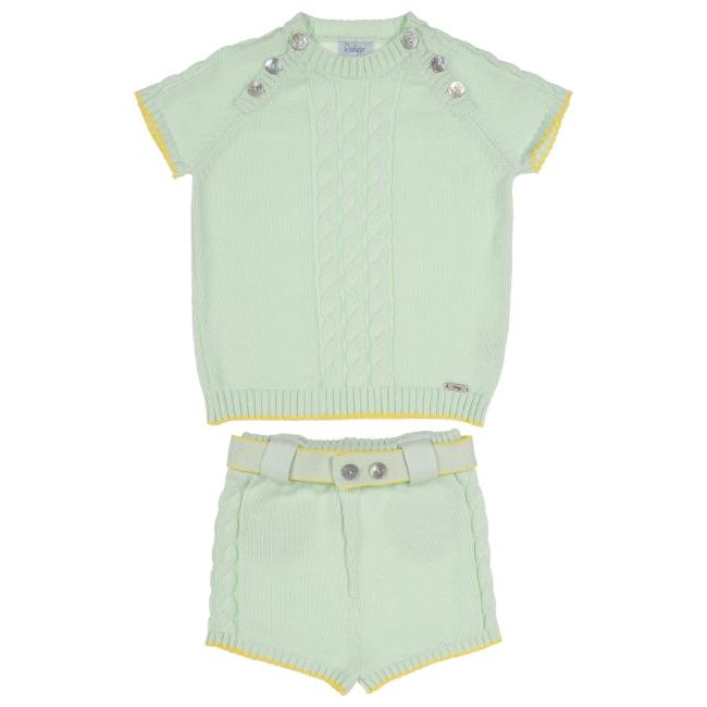 Picture of Rahigo Boys Summer Knit Cable Jumper & Shorts Set X 2 -  Mint Green Lemon