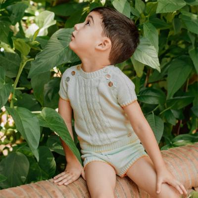 Picture of Rahigo Boys Summer Knit Cable Jumper & Shorts Set X 2 -  Mint Green Lemon