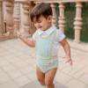 Picture of Rahigo Boys Summer Knit Cable Romper & Blouse Set X 2 - Baby Blue White