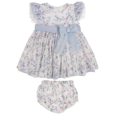 Picture of Rahigo Girls Summer Print Plumetti Dress & Panties Set X 2 - White Baby Blue Pink