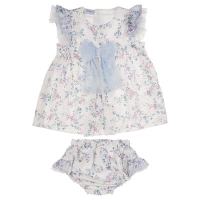 Picture of Rahigo Girls Summer Print Plumetti A Line Dress & Ruffle Panties Set X 2 - White Baby Blue Pink