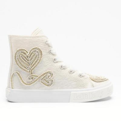 Picture of  Lelli Kelly Girls Sharon Inside Zip Open Solid Heart Mid Boot - White Gold