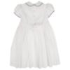 Picture of Sarah Louise Girls Smocked Puff Sleeve Peter Pan Collar Dress -  White Navy Blue