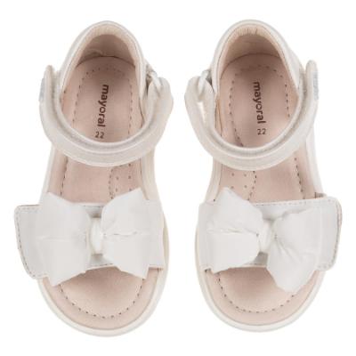 Picture of Mayoral Toddler Girls Padded Metallic Bow Sandals - White