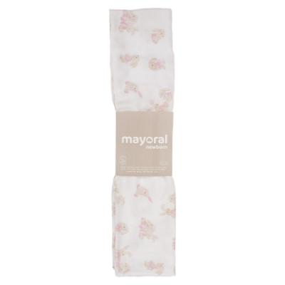 Picture of Mayoral Newborn Girls Bamboo Muslin Bunny Swaddle - Pink
