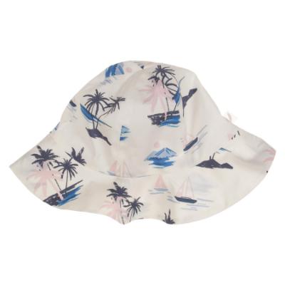 Picture of Purete du... bebe  Girls Printed Sun Hat With Bow -  Blue Pink