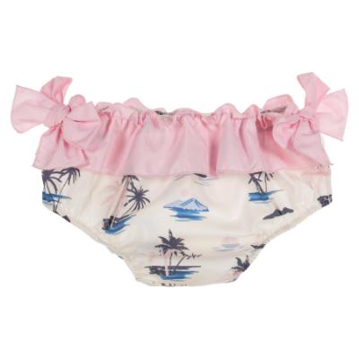 Picture of Purete du... bebe  Girls Printed Swim Panties With Fixed Bows - Blue Pink